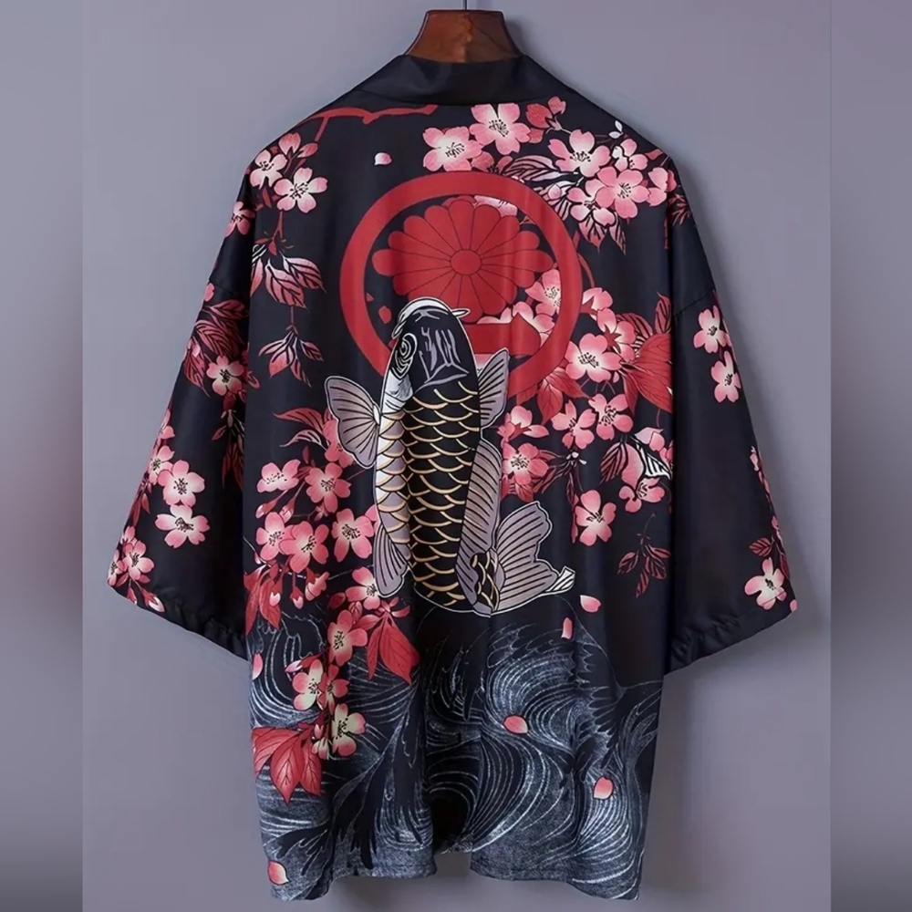 NIP Beautiful Cherry Blossoms, And Lucky Koi Fish Top